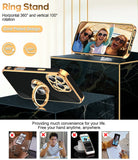 LeYi for Iphone 16 Pro Max Case: with 2 Pack Tempered Glass Screen Protector and Rotatable Ring Holder Magnetic Kickstand, Plating Rose Gold Edge Case