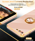 LeYi for iPhone 7/8 Plus Case: Rotatable Ring Holder Magnetic Kickstand, Plating Rose Gold Edge Case