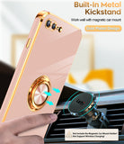 LeYi for iPhone 7/8 Plus Case: Rotatable Ring Holder Magnetic Kickstand, Plating Rose Gold Edge Case