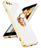 LeYi for iPhone 7/8 Plus Case: Rotatable Ring Holder Magnetic Kickstand, Plating Rose Gold Edge Case