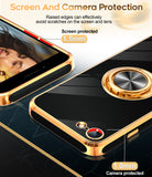 LeYi for iPhone SE 2020 Case: Rotatable Ring Holder Magnetic Kickstand, Plating Rose Gold Edge Case