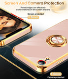 LeYi for iPhone XR Case: with 2 Pack Tempered Glass Screen Protector and Rotatable Ring Holder Magnetic Kickstand, Plating Rose Gold Edge Case