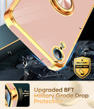 LeYi for iPhone XR Case: with 2 Pack Tempered Glass Screen Protector and Rotatable Ring Holder Magnetic Kickstand, Plating Rose Gold Edge Case