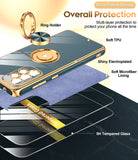 LeYi for Samsung Galaxy A53 5G Case: with 2 Pack Tempered Glass Screen Protector and Rotatable Ring Holder Magnetic Kickstand, Plating Rose Gold Edge Case