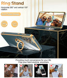 LeYi for Samsung Galaxy A53 5G Case: with 2 Pack Tempered Glass Screen Protector and Rotatable Ring Holder Magnetic Kickstand, Plating Rose Gold Edge Case