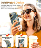LeYi for Samsung Galaxy A53 5G Case: with 2 Pack Tempered Glass Screen Protector and Rotatable Ring Holder Magnetic Kickstand, Plating Rose Gold Edge Case