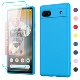 LeYi for Google Pixel 6A Cases, Pixel 6A Cover with Tempered Glass Screen Protectors, Soft Silicone Ultra Slim Shockproof Cover with Anti-Scratch Microfiber Lining 6A Case