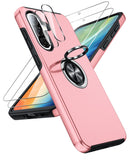 LeYi for Samsung Galaxy A36 5G Case with Glass Screen Protector and Lens Protector, Shockproof Heavy Duty Protective Slim Fit Samsung Galaxy A36 5G Cell Phone Case Cover with Rotatable Ring Holder Magnetic Kickstand for Women