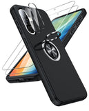 LeYi for Samsung Galaxy A36 5G Case with Glass Screen Protector and Lens Protector, Shockproof Heavy Duty Protective Slim Fit Samsung Galaxy A36 5G Cell Phone Case Cover with Rotatable Ring Holder Magnetic Kickstand for Women