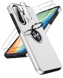 LeYi for Samsung Galaxy A36 5G Case with Glass Screen Protector and Lens Protector, Shockproof Heavy Duty Protective Slim Fit Samsung Galaxy A36 5G Cell Phone Case Cover with Rotatable Ring Holder Magnetic Kickstand for Women