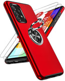LeYi for Samsung Galaxy A52 5G Case with Glass Screen Protector, Shockproof Heavy Duty Protective Slim Fit Samsung Galaxy A52 5G Cell Phone Case Cover with Rotatable Ring Holder Magnetic Kickstand for Women