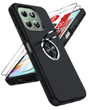 LeYi for Honor X6b 4G Case with Glass Screen Protector, Shockproof Heavy Duty Protective Slim Fit Honor X6b 4G Cell Phone Case Cover with Rotatable Ring Holder Magnetic Kickstand for Women