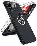 LeYi for Samsung Galaxy A07 4G Case with Glass Screen Protector and Lens Protector, Shockproof Heavy Duty Protective Slim Fit Samsung Galaxy A07 4G Cell Phone Case Cover with Rotatable Ring Holder Magnetic Kickstand for Women