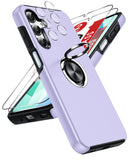 LeYi for Samsung Galaxy A16 5G Case with Glass Screen Protector and Lens Protector, Shockproof Heavy Duty Protective Slim Fit Samsung Galaxy A16 5G Cell Phone Case Cover with Rotatable Ring Holder Magnetic Kickstand for Women