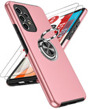 LeYi for Samsung Galaxy A53 5G Case with Glass Screen Protector, Shockproof Heavy Duty Protective Slim Fit Samsung Galaxy A53 5G Cell Phone Case Cover with Rotatable Ring Holder Magnetic Kickstand for Women