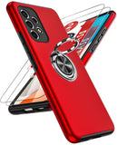 LeYi for Samsung Galaxy A53 5G Case with Glass Screen Protector, Shockproof Heavy Duty Protective Slim Fit Samsung Galaxy A53 5G Cell Phone Case Cover with Rotatable Ring Holder Magnetic Kickstand for Women