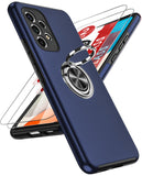 LeYi for Samsung Galaxy A53 5G Case with Glass Screen Protector, Shockproof Heavy Duty Protective Slim Fit Samsung Galaxy A53 5G Cell Phone Case Cover with Rotatable Ring Holder Magnetic Kickstand for Women