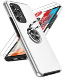 LeYi for Samsung Galaxy A53 5G Case with Glass Screen Protector, Shockproof Heavy Duty Protective Slim Fit Samsung Galaxy A53 5G Cell Phone Case Cover with Rotatable Ring Holder Magnetic Kickstand for Women