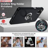 LeYi for Samsung Galaxy A07 4G Case with Glass Screen Protector and Lens Protector, Shockproof Heavy Duty Protective Slim Fit Samsung Galaxy A07 4G Cell Phone Case Cover with Rotatable Ring Holder Magnetic Kickstand for Women
