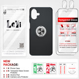 LeYi for Samsung Galaxy A07 4G Case with Glass Screen Protector and Lens Protector, Shockproof Heavy Duty Protective Slim Fit Samsung Galaxy A07 4G Cell Phone Case Cover with Rotatable Ring Holder Magnetic Kickstand for Women