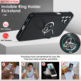 LeYi for Samsung Galaxy A16 5G Case with Glass Screen Protector and Lens Protector, Shockproof Heavy Duty Protective Slim Fit Samsung Galaxy A16 5G Cell Phone Case Cover with Rotatable Ring Holder Magnetic Kickstand for Women