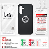 LeYi for Samsung Galaxy A16 5G Case with Glass Screen Protector and Lens Protector, Shockproof Heavy Duty Protective Slim Fit Samsung Galaxy A16 5G Cell Phone Case Cover with Rotatable Ring Holder Magnetic Kickstand for Women