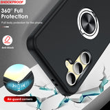 LeYi for Samsung Galaxy S24 FE Case with Glass Screen Protector, Shockproof Heavy Duty Protective Slim Fit Samsung Galaxy S24 FE Cell Phone Case Cover with Rotatable Ring Holder Magnetic Kickstand for Women