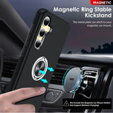 LeYi for Samsung Galaxy S24 FE Case with Glass Screen Protector, Shockproof Heavy Duty Protective Slim Fit Samsung Galaxy S24 FE Cell Phone Case Cover with Rotatable Ring Holder Magnetic Kickstand for Women