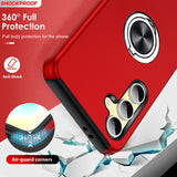 LeYi for Samsung Galaxy S24 FE Case with Glass Screen Protector, Shockproof Heavy Duty Protective Slim Fit Samsung Galaxy S24 FE Cell Phone Case Cover with Rotatable Ring Holder Magnetic Kickstand for Women
