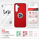 LeYi for Samsung Galaxy S24 FE Case with Glass Screen Protector, Shockproof Heavy Duty Protective Slim Fit Samsung Galaxy S24 FE Cell Phone Case Cover with Rotatable Ring Holder Magnetic Kickstand for Women