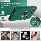 LeYi for Samsung Galaxy S25 FE Case with Glass Screen Protector and Lens Protector, Shockproof Heavy Duty Protective Slim Fit Samsung Galaxy S25 FE Cell Phone Case Cover with Rotatable Ring Holder Magnetic Kickstand for Women