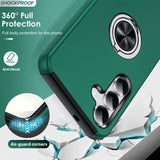 LeYi for Samsung Galaxy S25 FE Case with Glass Screen Protector and Lens Protector, Shockproof Heavy Duty Protective Slim Fit Samsung Galaxy S25 FE Cell Phone Case Cover with Rotatable Ring Holder Magnetic Kickstand for Women