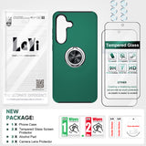 LeYi for Samsung Galaxy S25 FE Case with Glass Screen Protector and Lens Protector, Shockproof Heavy Duty Protective Slim Fit Samsung Galaxy S25 FE Cell Phone Case Cover with Rotatable Ring Holder Magnetic Kickstand for Women