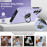 LeYi for Samsung Galaxy S25 FE Case with Glass Screen Protector and Lens Protector, Shockproof Heavy Duty Protective Slim Fit Samsung Galaxy S25 FE Cell Phone Case Cover with Rotatable Ring Holder Magnetic Kickstand for Women