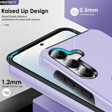 LeYi for Samsung Galaxy S25 FE Case with Glass Screen Protector and Lens Protector, Shockproof Heavy Duty Protective Slim Fit Samsung Galaxy S25 FE Cell Phone Case Cover with Rotatable Ring Holder Magnetic Kickstand for Women