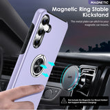 LeYi for Samsung Galaxy S25 FE Case with Glass Screen Protector and Lens Protector, Shockproof Heavy Duty Protective Slim Fit Samsung Galaxy S25 FE Cell Phone Case Cover with Rotatable Ring Holder Magnetic Kickstand for Women