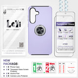 LeYi for Samsung Galaxy S25 FE Case with Glass Screen Protector and Lens Protector, Shockproof Heavy Duty Protective Slim Fit Samsung Galaxy S25 FE Cell Phone Case Cover with Rotatable Ring Holder Magnetic Kickstand for Women