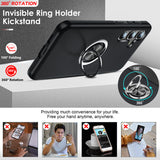 LeYi for Samsung Galaxy S25 Plus Case with Glass Screen Protector, Shockproof Heavy Duty Protective Slim Fit Samsung Galaxy S25 Plus Cell Phone Case Cover with Rotatable Ring Holder Magnetic Kickstand for Women