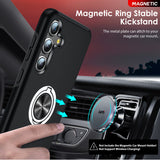 LeYi for Samsung Galaxy S25 Plus Case with Glass Screen Protector, Shockproof Heavy Duty Protective Slim Fit Samsung Galaxy S25 Plus Cell Phone Case Cover with Rotatable Ring Holder Magnetic Kickstand for Women