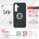 LeYi for Samsung Galaxy S25 Plus Case with Glass Screen Protector, Shockproof Heavy Duty Protective Slim Fit Samsung Galaxy S25 Plus Cell Phone Case Cover with Rotatable Ring Holder Magnetic Kickstand for Women