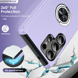 LeYi for Samsung Galaxy S25 Ultra Case with Glass Screen Protector, Shockproof Heavy Duty Protective Slim Fit Samsung Galaxy S25 Ultra Cell Phone Case Cover with Rotatable Ring Holder Magnetic Kickstand for Women