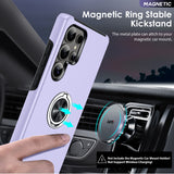 LeYi for Samsung Galaxy S25 Ultra Case with Glass Screen Protector, Shockproof Heavy Duty Protective Slim Fit Samsung Galaxy S25 Ultra Cell Phone Case Cover with Rotatable Ring Holder Magnetic Kickstand for Women