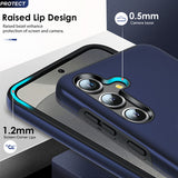 LeYi for Samsung Galaxy S25 Case with Glass Screen Protector, Shockproof Heavy Duty Protective Slim Fit Samsung Galaxy S25 Cell Phone Case Cover with Rotatable Ring Holder Magnetic Kickstand for Women