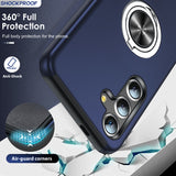 LeYi for Samsung Galaxy S25 Case with Glass Screen Protector, Shockproof Heavy Duty Protective Slim Fit Samsung Galaxy S25 Cell Phone Case Cover with Rotatable Ring Holder Magnetic Kickstand for Women