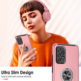 LeYi for Samsung Galaxy A52 5G Case with Glass Screen Protector, Shockproof Heavy Duty Protective Slim Fit Samsung Galaxy A52 5G Cell Phone Case Cover with Rotatable Ring Holder Magnetic Kickstand for Women