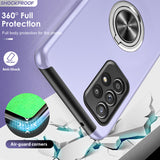 LeYi for Samsung Galaxy A52 5G Case with Glass Screen Protector, Shockproof Heavy Duty Protective Slim Fit Samsung Galaxy A52 5G Cell Phone Case Cover with Rotatable Ring Holder Magnetic Kickstand for Women