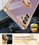 LeYi for Samsung Galaxy A13 5G Case: with 2 Pack Tempered Glass Screen Protector and Rotatable Ring Holder Magnetic Kickstand, Plating Rose Gold Edge Case