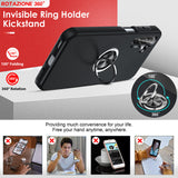 LeYi for Samsung Galaxy A17 5G Case with Glass Screen Protector and Lens Protector, Shockproof Heavy Duty Protective Slim Fit Samsung Galaxy A17 5G Cell Phone Case Cover with Rotatable Ring Holder Magnetic Kickstand for Women