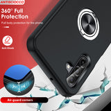 LeYi for Samsung Galaxy A17 5G Case with Glass Screen Protector and Lens Protector, Shockproof Heavy Duty Protective Slim Fit Samsung Galaxy A17 5G Cell Phone Case Cover with Rotatable Ring Holder Magnetic Kickstand for Women