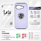 LeYi for Google Pixel 9A Case with Glass Screen Protector, Shockproof Heavy Duty Protective Slim Fit Google Pixel 9A Cell Phone Case Cover with Rotatable Ring Holder Magnetic Kickstand for Women